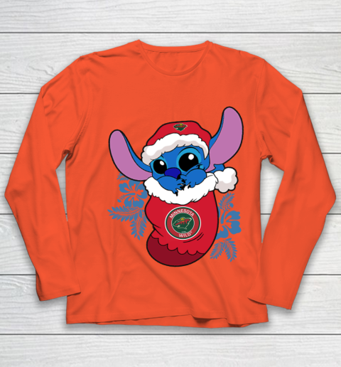 Minnesota Wild Christmas Stitch In The Sock Funny Disney NHL Youth Long Sleeve 4