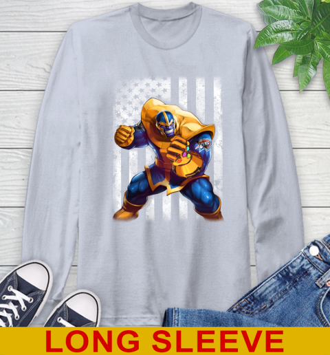 NBA Basketball Oklahoma City Thunder Thanos Marvel American Flag Shirt Long Sleeve T-Shirt - Image 7