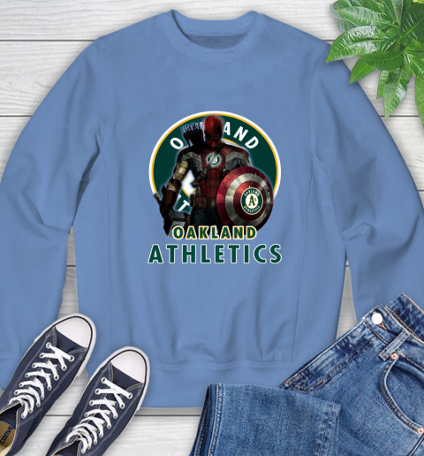 MLB Captain America Thor Spider Man Hawkeye Avengers Endgame Baseball Oakland Athletics Sweatshirt 11
