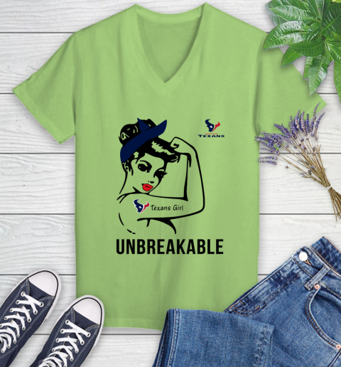 NFL Houston Texans Girl Unbreakable Football Sports Women's V-Neck T-Shirt 6