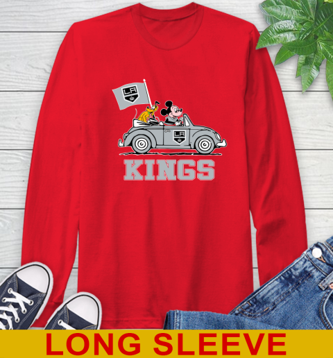 NHL Hockey Los Angeles Kings Pluto Mickey Driving Disney Shirt Long Sleeve T-Shirt 10