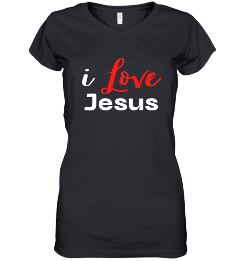 Simple I Love Jesus Women's V-Neck T-Shirt