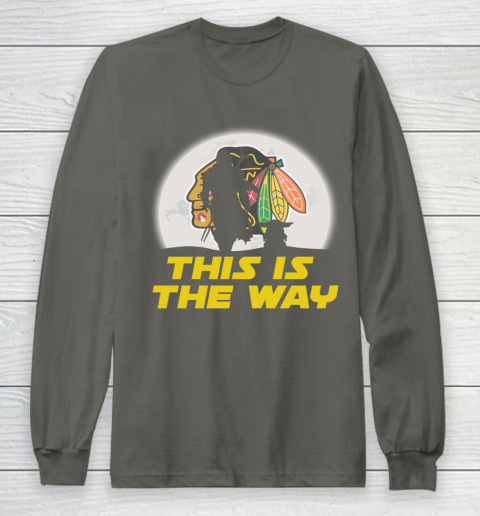 Chicago Blackhawks NHL Ice Hockey Star Wars Yoda And Mandalorian This Is The Way Long Sleeve T-Shirt 6 Chicago Blackhawks NHL Ice Hockey Star Wars Yoda And Mandalorian This Is The Way Long Sleeve T-Shirt - Image 6