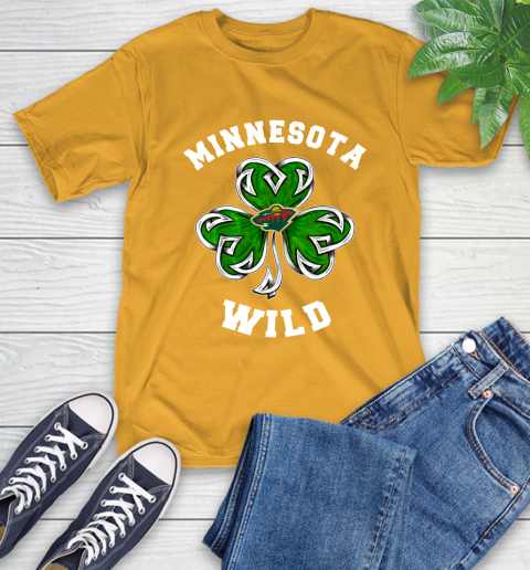 NHL Minnesota Wild Three Leaf Clover St Patrick's Day Hockey Sports T-Shirt 2