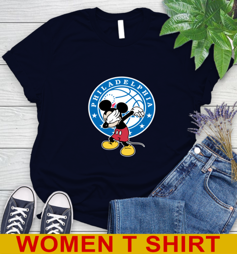 Philadelphia 76ers NBA Basketball Dabbing Mickey Disney Sports Women's T-Shirt 3