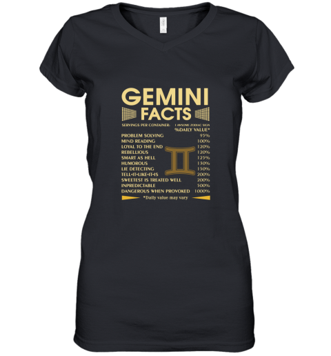 Zodiac Gemini Facts Awesome Zodiac Sign Daily Value Women's V-Neck T-Shirt