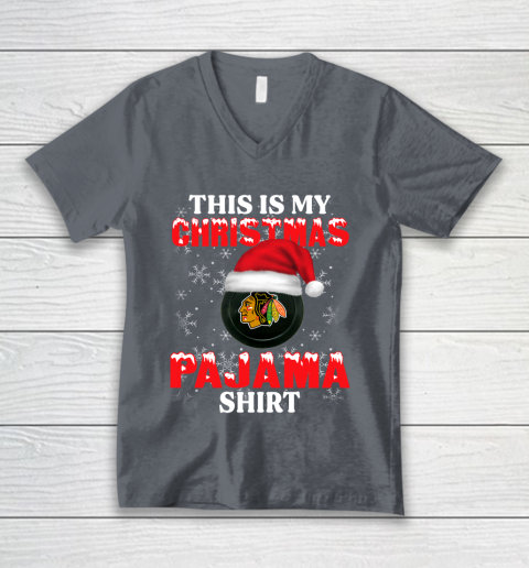 Chicago Blackhawks This Is My Christmas Pajama Shirt NHL V-Neck T-Shirt 4