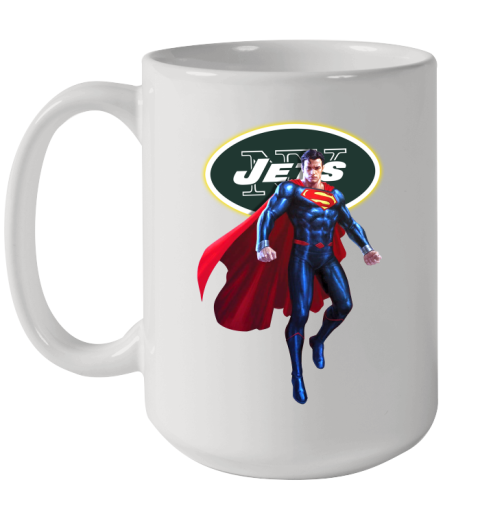 NFL Superman DC Sports Football New York Jets Ceramic Mug 15oz