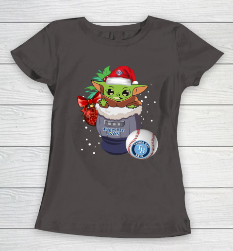 Tampa Bay Rays Christmas Baby Yoda Star Wars Funny Happy MLB Women's T-Shirt 8