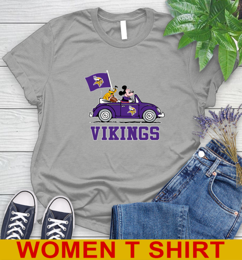NFL Football Minnesota Vikings Pluto Mickey Driving Disney Shirt Women's T-Shirt 11
