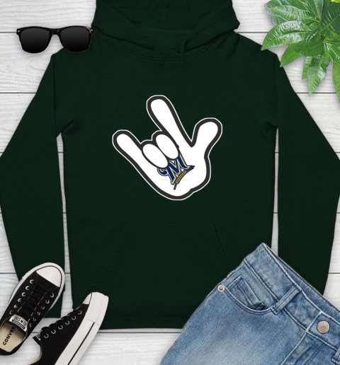 Milwaukee Brewers MLB Baseball Mickey Rock Hand Disney Youth Hoodie 14 Milwaukee Brewers MLB Baseball Mickey Rock Hand Disney Youth Hoodie - Image 14