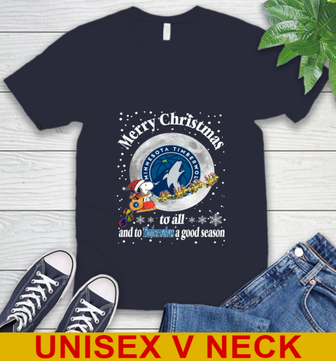 Minnesota Timberwolves Merry Christmas To All And To Timberwolves A Good Season NBA Basketball Sports V-Neck T-Shirt 2