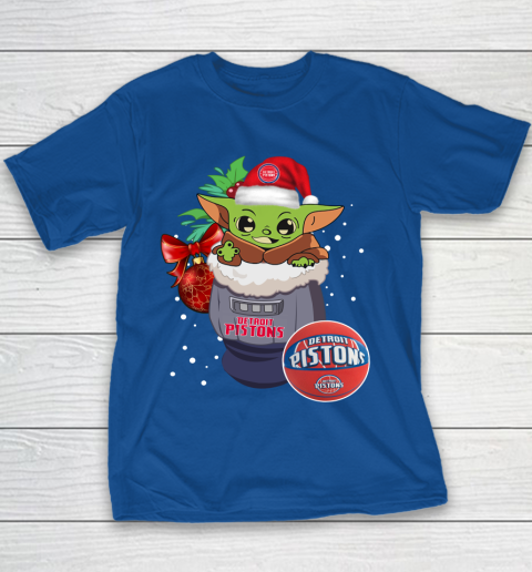 Detroit Pistons Christmas Baby Yoda Star Wars Funny Happy NBA Youth T-Shirt 8
