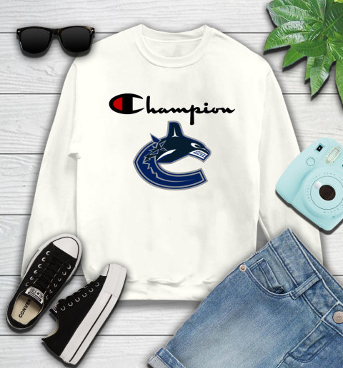 NHL Hockey Vancouver Canucks Champion Shirt Youth Sweatshirt