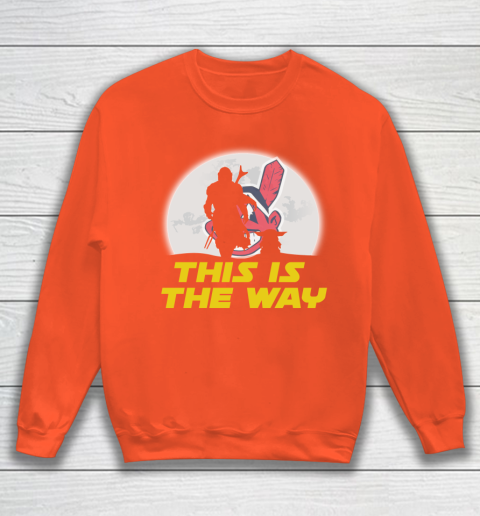Cleveland Indians MLB Baseball Star Wars Yoda And Mandalorian This Is The Way Sweatshirt 3