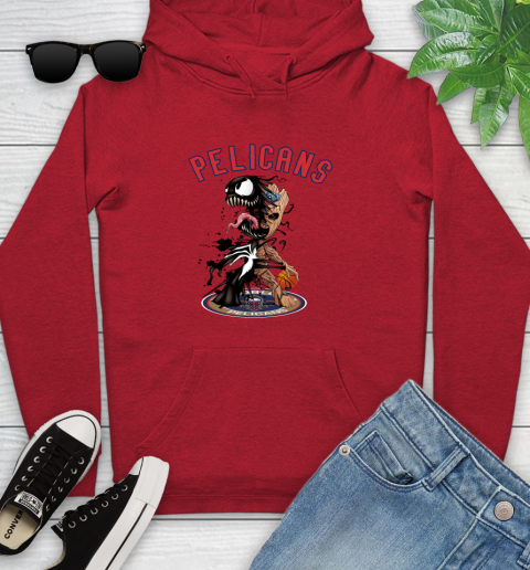 NBA New Orleans Pelicans Basketball Venom Groot Guardians Of The Galaxy Youth Hoodie 11