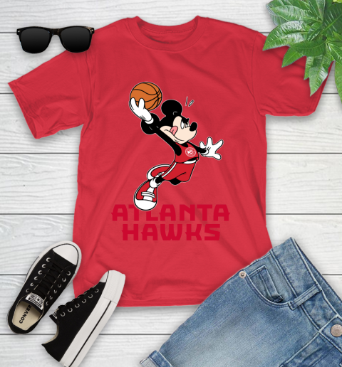NBA Basketball Atlanta Hawks Cheerful Mickey Mouse Shirt Youth T-Shirt 10
