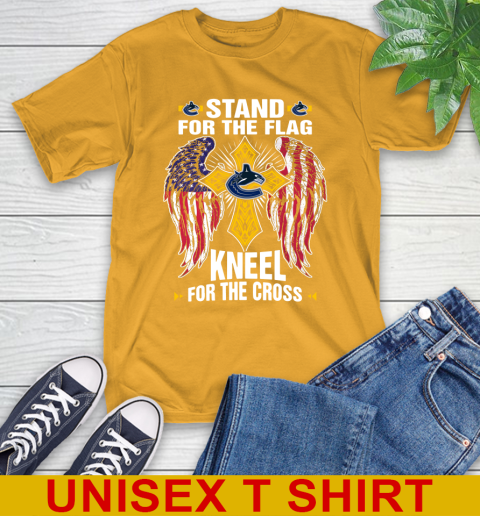 NHL Hockey Vancouver Canucks Stand For Flag Kneel For The Cross Shirt T-Shirt 2