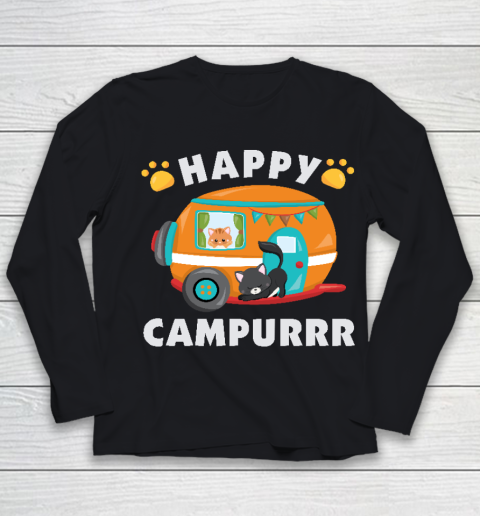 Happy Campurrr Camping With Cats RV Glamping Designs Youth Long Sleeve