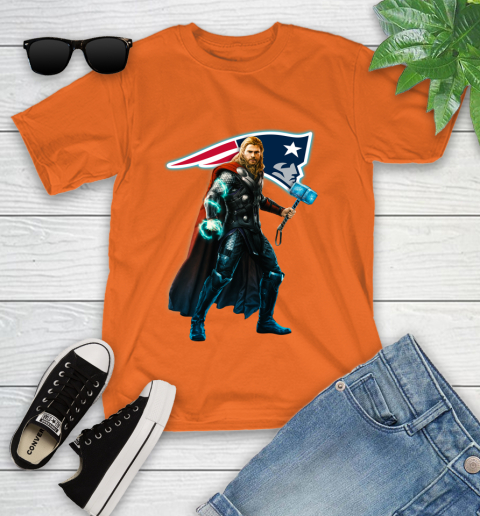 NFL Thor Avengers Endgame Football New England Patriots Youth T-Shirt 7