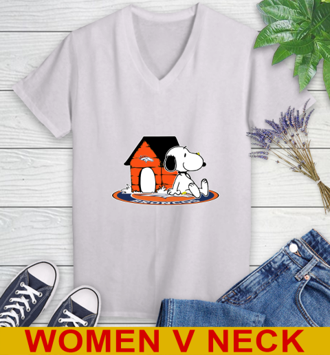 NFL Football Denver Broncos Snoopy The Peanuts Movie Shirt Women's V-Neck T-Shirt