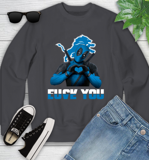 NHL Detroit Lions Deadpool Love You Fuck You Football Sports Youth Sweatshirt 5