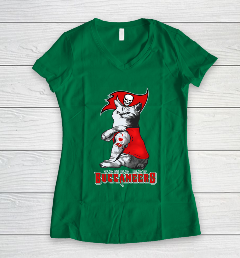 NFL Football My Cat Loves Tampa Bay Buccaneers Women's V-Neck T-Shirt 3