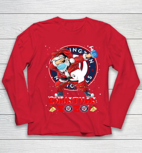 Washington Nationals Funny Santa Claus Dabbing Christmas 2020 MLB Youth Long Sleeve 8