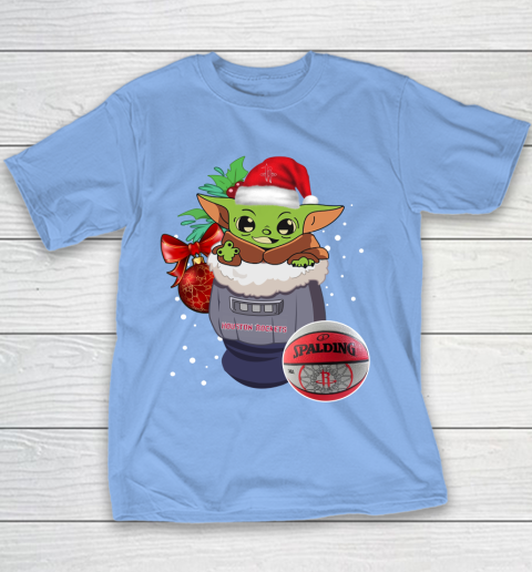 Houston Rockets Christmas Baby Yoda Star Wars Funny Happy NBA Youth T-Shirt 10
