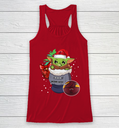 Miami Heat Christmas Baby Yoda Star Wars Funny Happy NBA Racerback Tank 5