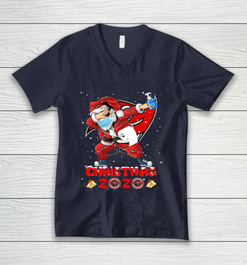 Tampa Bay Buccaneers Funny Santa Claus Dabbing Christmas 2020 NFL V-Neck T-Shirt 2