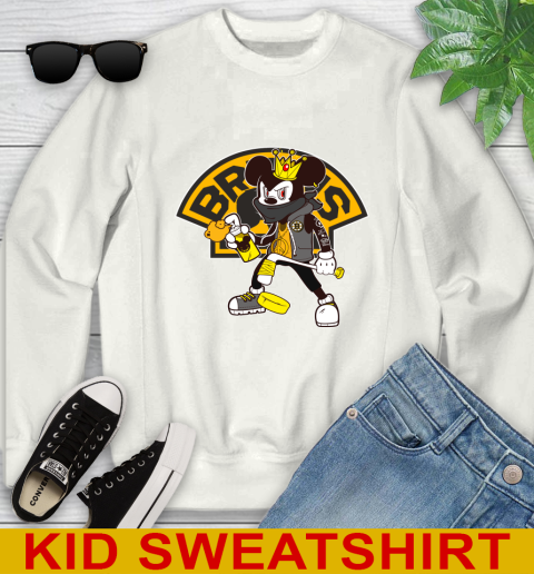 Boston Bruins NHL Hockey Mickey Peace Sign Sports Youth Sweatshirt
