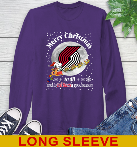 Portland Trail Blazers Merry Christmas To All And To Trail Blazers A Good Season NBA Basketball Sports Long Sleeve T-Shirt 5