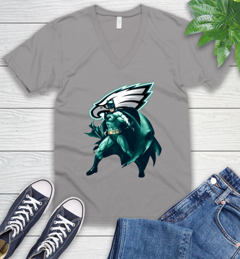 NFL Batman Football Sports Philadelphia Eagles V-Neck T-Shirt 4