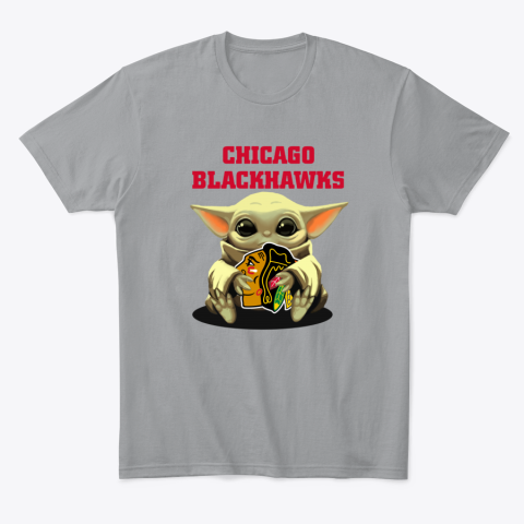 xkjg baby yoda hugs the chicago blackhawks classic t shirt 2 front sport grey