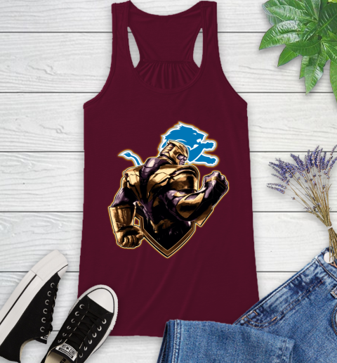 NFL Thanos Avengers Endgame Football Sports Detroit Lions Racerback Tank 3