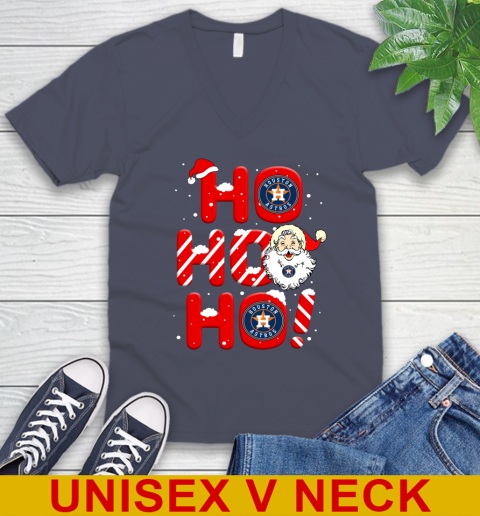Houston Astros MLB Baseball Ho Ho Ho Santa Claus Merry Christmas Shirt V-Neck T-Shirt 7