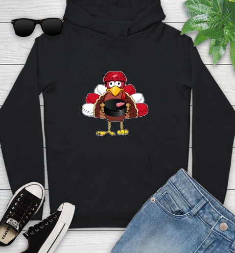 Detroit Red Wings Turkey Thanksgiving Day Youth Hoodie 2