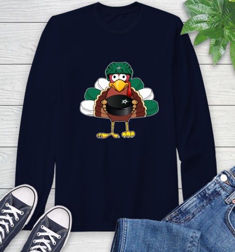 Dallas Stars Turkey Thanksgiving Day Long Sleeve T-Shirt 4