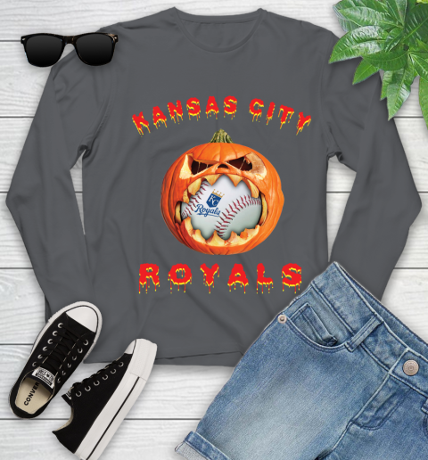 MLB Kansas City Royals Halloween Pumpkin Baseball Sports Youth Long Sleeve 8