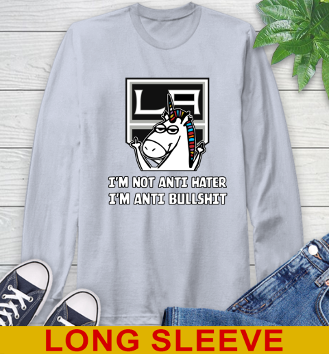 Los Angeles Kings NHL Hockey Unicorn I'm Not Anti Hater I'm Anti Bullshit Long Sleeve T-Shirt 6