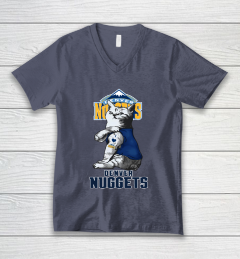 NBA Basketball My Cat Loves Denver Nuggets V-Neck T-Shirt 7