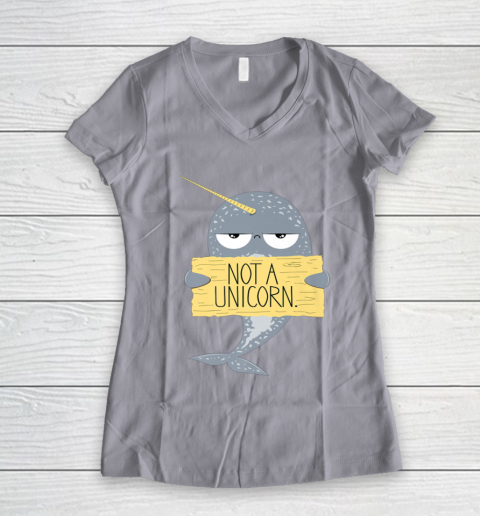 Not A Unicorn Cute Funny Narwhal Graphic Women's V-Neck T-Shirt 4