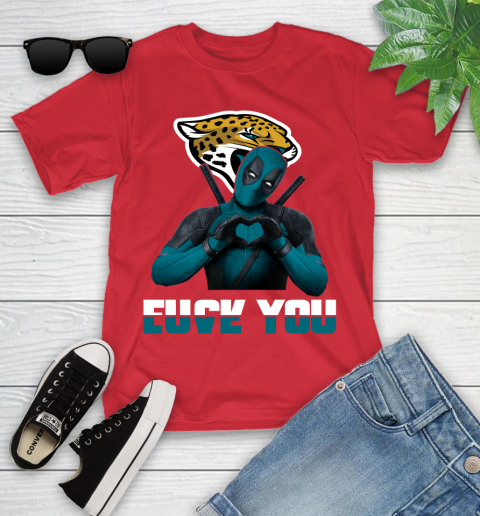 NHL Jacksonville Jaguars Deadpool Love You Fuck You Football Sports Youth T-Shirt 13