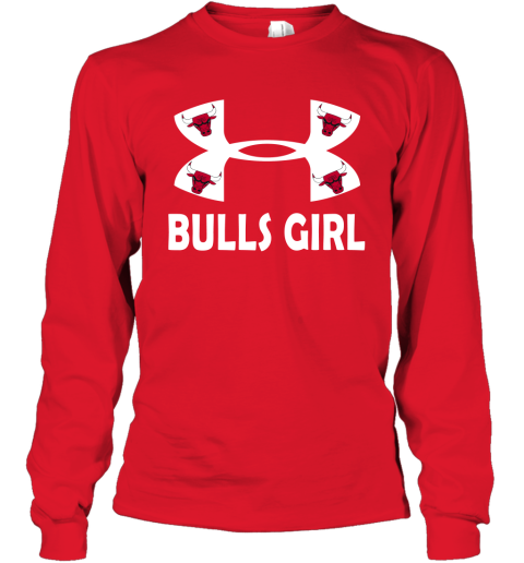 NBA Chicago Bulls Girl Under Armour Basketball Sports Ompy2nkV4Xy long sleeve tee 14 95 151514 front red