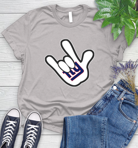 New York Giants NFL Football Mickey Rock Hand Disney Women's T-Shirt 10