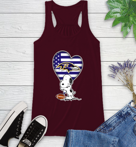 Baltimore Ravens NFL Football The Peanuts Movie Adorable Snoopy Racerback Tank 4 Baltimore Ravens NFL Football The Peanuts Movie Adorable Snoopy Racerback Tank - Image 4