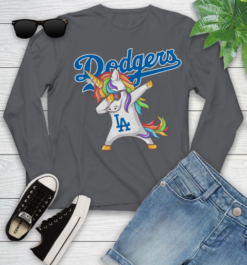 Los Angeles Dodgers MLB Baseball Funny Unicorn Dabbing Sports Youth Long Sleeve 8