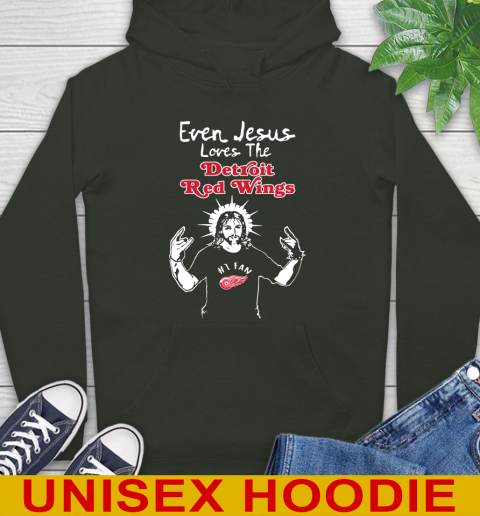 Detroit Red Wings NHL Hockey Even Jesus Loves The Red Wings Shirt Hoodie 12