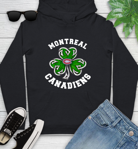 NHL Montreal Canadiens Three Leaf Clover St Patrick's Day Hockey Sports Youth Hoodie